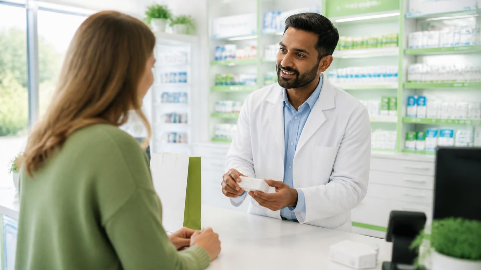 Solanki Pharmacy pharmacist supporting a customer